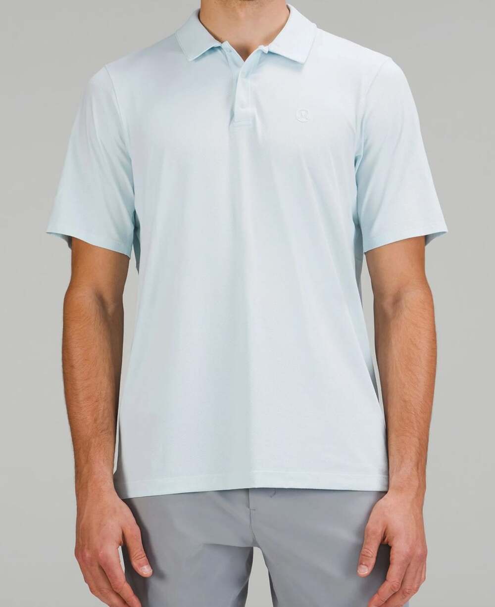Lululemon Logo Sport Polo Shirt Short Sleeve in Powder Blue Men's Medium